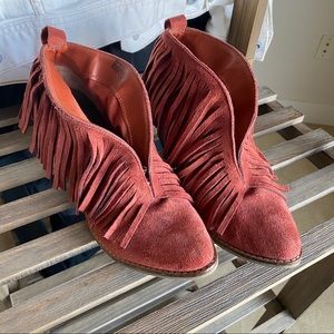 Free People Fringe Rust Boots size 7